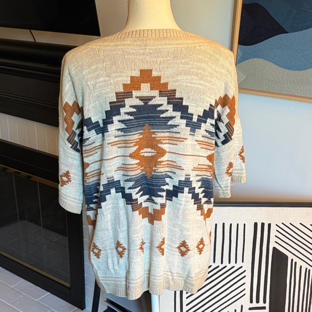Pendleton Geometric Patterned Sweater - Cream, Bl… - image 2